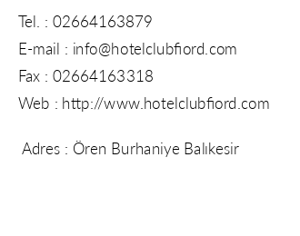 Hotel Club Fiord iletiim bilgileri